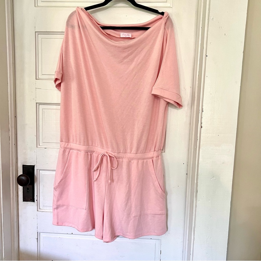Pink Lily knit stretch pull on romper